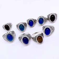 30pcs Mood Rings Silver Colour