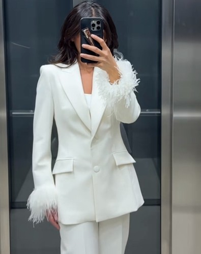 Zara blazer with - zara, feather