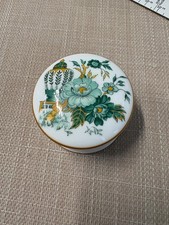 Kowloon -  Crown Staffordshire  Trinket  Box green  and white  2" diameter