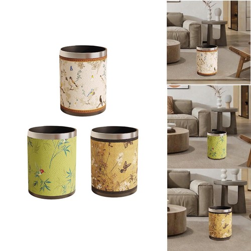 Leather trash can bin - leather,