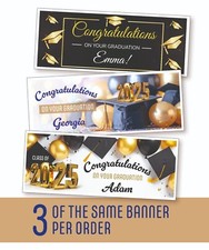 3x Personalised Graduation Banner congratulations School college university gold