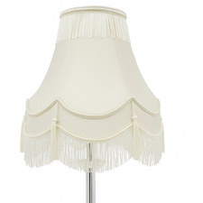 Traditional Victorian Lampshade Cream & Silver Fabric, Fully Lined, Elegant