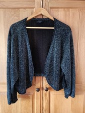 Yours Black Silver Bolero Style Shrug Open Cardigan With Wide Sleeves Size 22/24