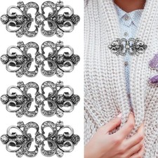 Vintage Sweater Clips For Cape Cloak Clasp Retro Shawl Collar Brooch 4pcs Silver