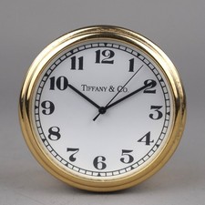 TIFFANY & CO DESK CLOCK-Swiss Quartz Gold 50mm New Battery