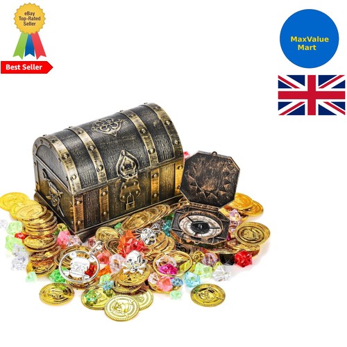 Golden pirate treasure chest - pirate,