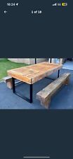 Reclaimed wood dining table & sleeper benches