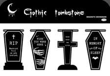 4 Tombstone Magnetic Bookmarks Gravestone Book Mark Reader Page Halloween Horror