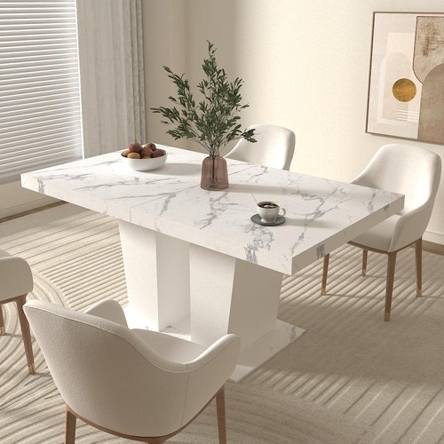 Extendable white marble - extendable, dining