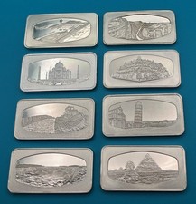 COMPLETE SET OF 8 SINGAPORE AIRLINES FIRST CLASS .800 SILVER PROOF INGOTS