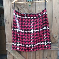 ladies red mix lined skirt
