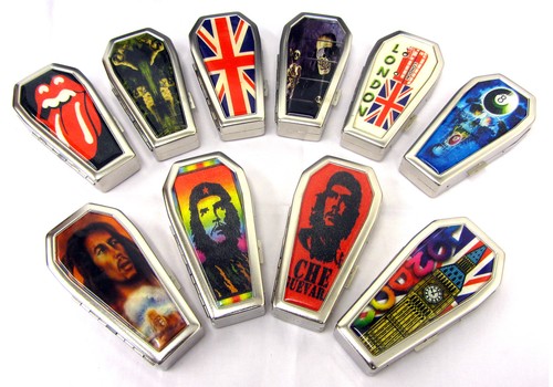 Coffin smoking tin metal case - smoking,
