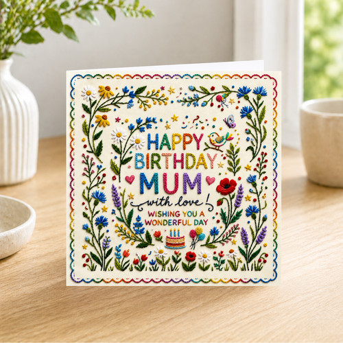 Embroidered effect birthday - effect,