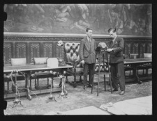 Engineers testing microphone