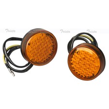 2x20 LED Amber Round Motorcycle ATV Bike Turn Signals Indicator Light Orange 12V