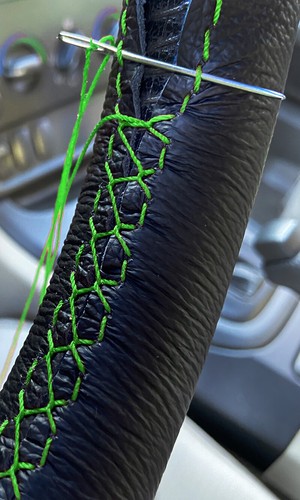 Black leather steering wheel - steering,