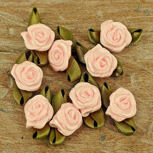 Rose buds satin ribbon - rose,