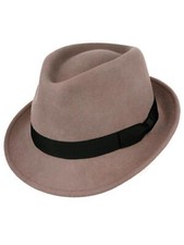 Mens Trilby Hat 1950s Retro Grey 100% Wool Vintage Style Trilby