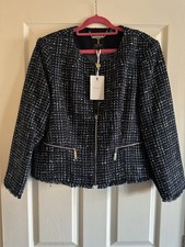Ted Baker Women's Navy Pattered Jacket Size 5 New With Tags