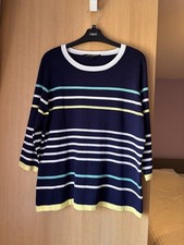 Elizabeth Scott Navy & Multi-Colour Striped 3/4 Sleeve  women’s  Jumper Uk L/XL