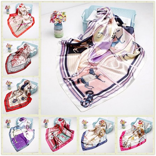 Ladies square shawl satin - satin, boho