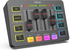 FIFINE SC3 Gaming Audio Mixer with Effects PC Streaming 4 Channel XLR Mic (M17)
