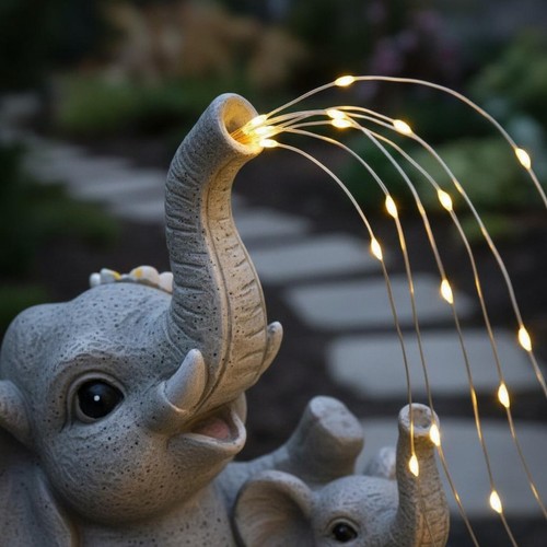 Solar garden elephant decor - garden,