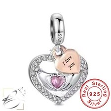 💖 I Love You Charm Heart In Hands Genuine 925 Sterling Silver Bead Bracelet
