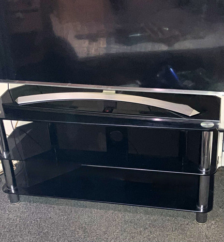 Black glass stand metal - glass, tv