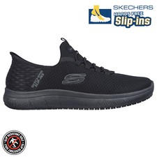 Skechers Mens Trainers Slip Ins Memory Foam Footwear Black Slip Resistant Shoes