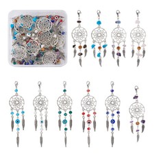 20Pcs Dream Catcher Charms with Glass Bead Alloy Pendants Hang Ornament