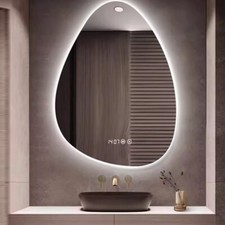 Pebble LED Bathroom Wall Mirror Demister Illuminated Light Up 500x700 Waterproof