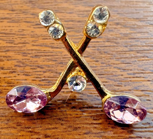 Vintage gold tone crossed golf - gold,