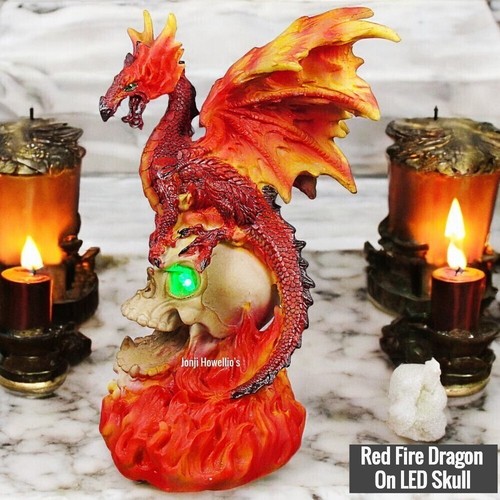 Red dragon skull - on, led