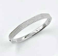 Swarovski Dextera bangle Octagon shape, White, Silver Rhodium plated Size M