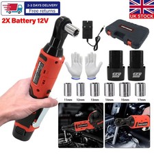 Electric Angle Wrench 100Nm 12V Cordless Ratchet Right LED 2x Battery & Charger