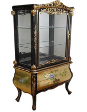 Gold Leaf Display Cabinet with Floral Design, Display Unit- hand crafted