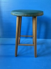 Single Vintage Retro Solid Wooden Mid Century Modern Vinyl Kitchen Stool Seat