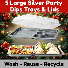 5 Large Silver Party Dips
