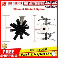 4 Blade 9 Spline Shaft 26mm Rotavator Cultivator Tiller Attachment Garden Soil