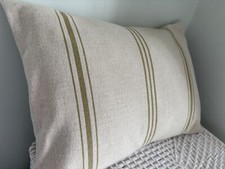 Susie Watson Beech Olive Vintage Stripe  Fabric /Back Laura Ashley Cushion Cover