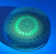 Uranium Glass Paperweight Footed Antique Old English
