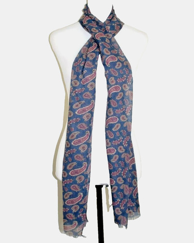 Dark blue paisley - paisley, long