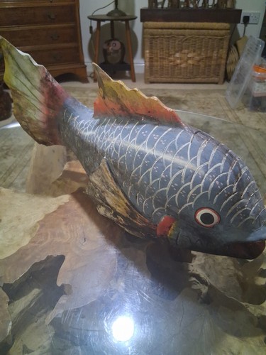 Large wooden fish ornament - large,