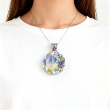 Mystic topaz octagon pendant - topaz,