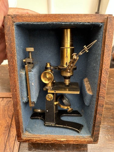 Antique brass microscope - antique, in