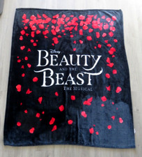 DISNEY BEAUTY AND THE BEAST THE MUSICAL FLEECE BLACK RED LARGE BLANKET THROW VGC