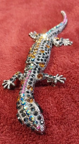 Vintage rhinestone gecko - vintage,
