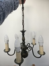 Flemish Dutch Chandelier Brass 5 lights Vintage Farmhouse barn style