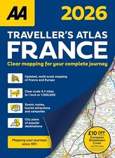 AA France 2026 Traveller's Road Atlas Map A4 Latest Edition
